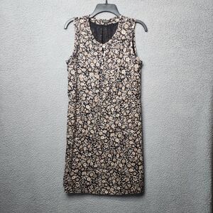 LUCKY BRAND Women's Medium Black Tan Floral Sleeveless Shift Dress